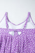 Purple Plus Size Polka Dot Print Ruffled Knotted V Neck Tankini Set
